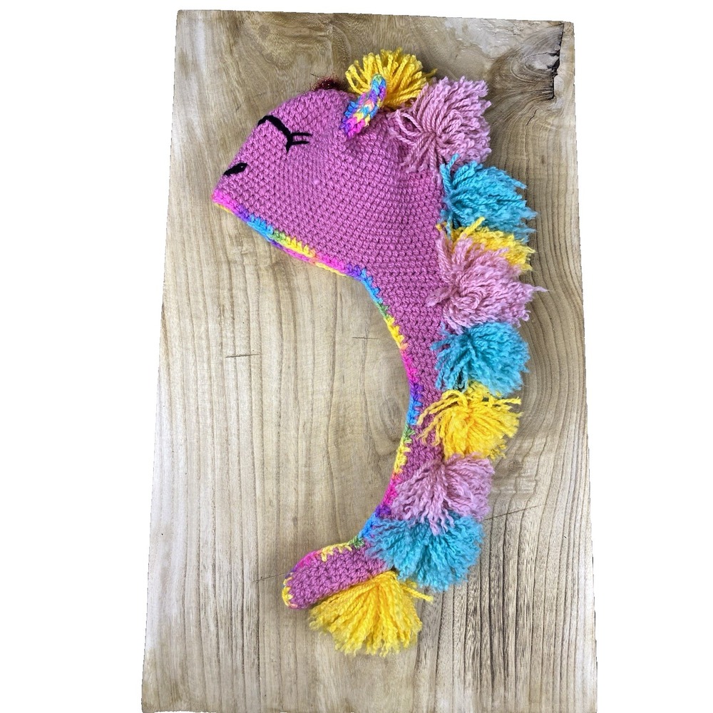 Handman Girls Crochet Unicorn Hat Multi Color New